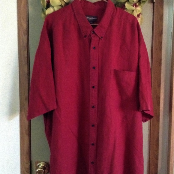 Eddie Bauer Other - B&T EDDIE BAUER LINEN LAVA RED HAWAIIAN SHIRT 3XT